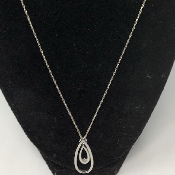 Sterling Silver Necklace Pendant with Diamond - Picture 3 of 5